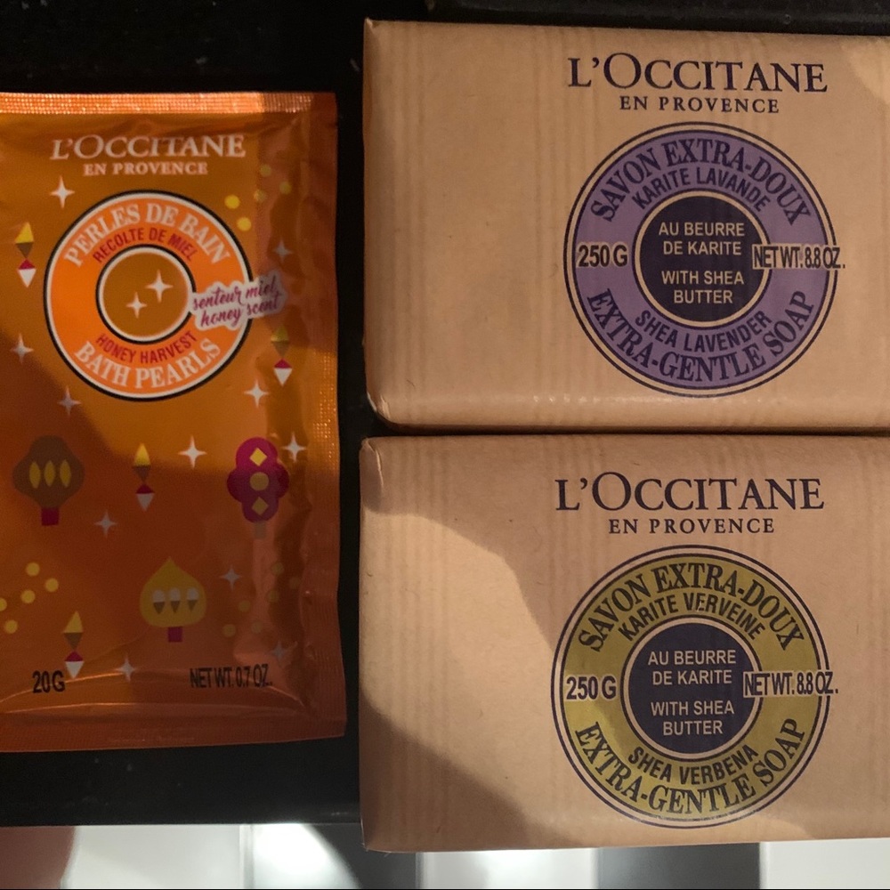 L’Occitane extra gentle shea soaps and bath pearls